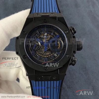 HB Factory Hublot Big Bang Unico Blue Magic 45 MM Black Case Swiss 7750 Watch 411.ES.5119